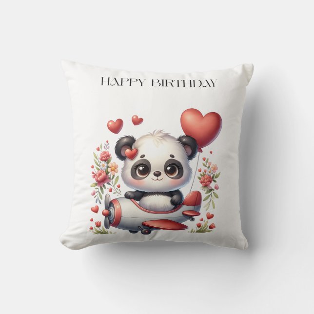 Panda Pilot Birthday Cushion (Front)