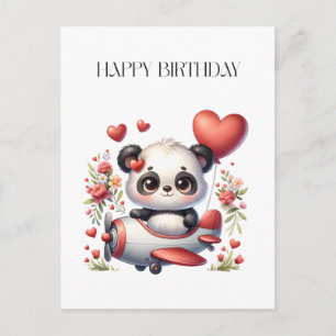 Panda Pilot Birthday Holiday Postcard