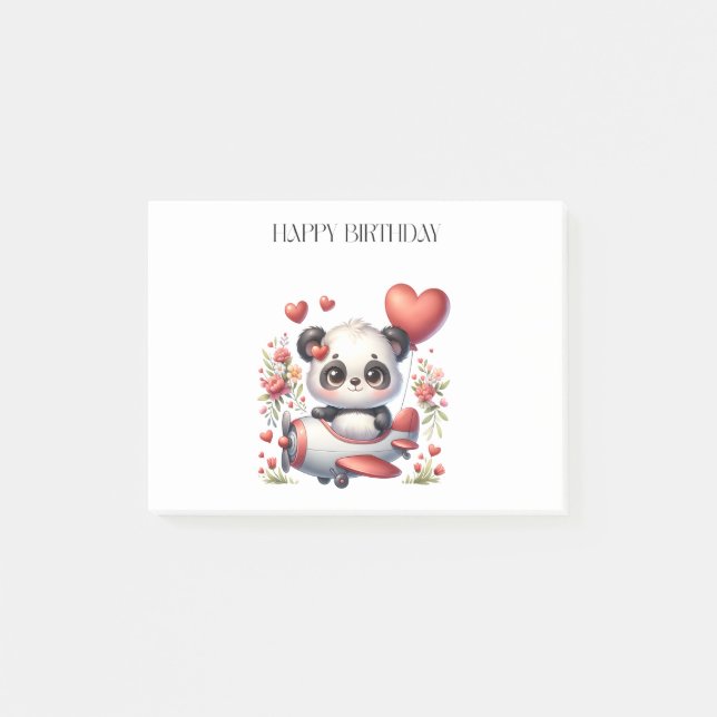 Panda Pilot Birthday Post-it Notes (Front)