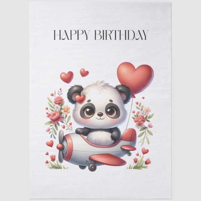 Panda Pilot Birthday Tissue Paper (Front)