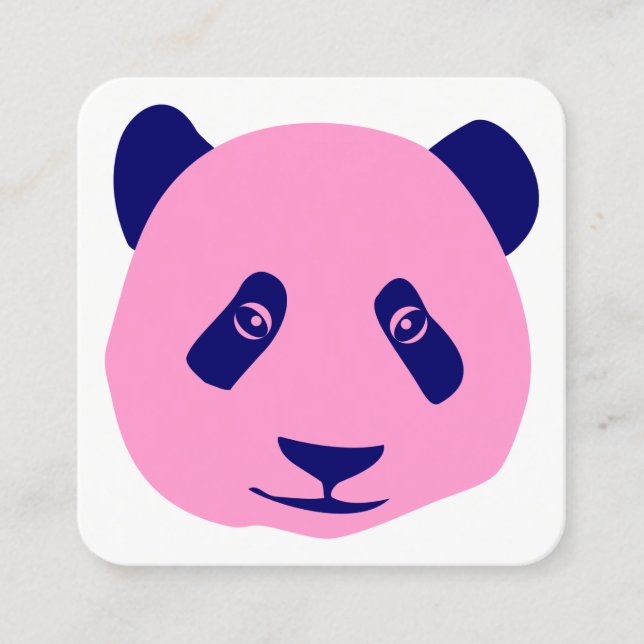 Panda - Pink and Blue Square Business Card (Front)