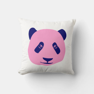 Panda - Pink and Dark Blue Cushion