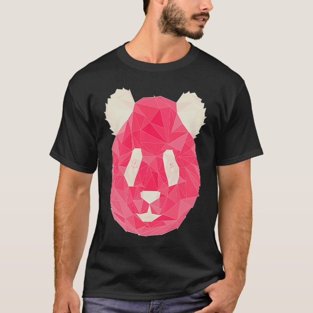 Panda Pink Polygon Style T-Shirt (Front)