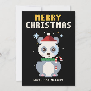 Panda Pixel Art Christmas Card