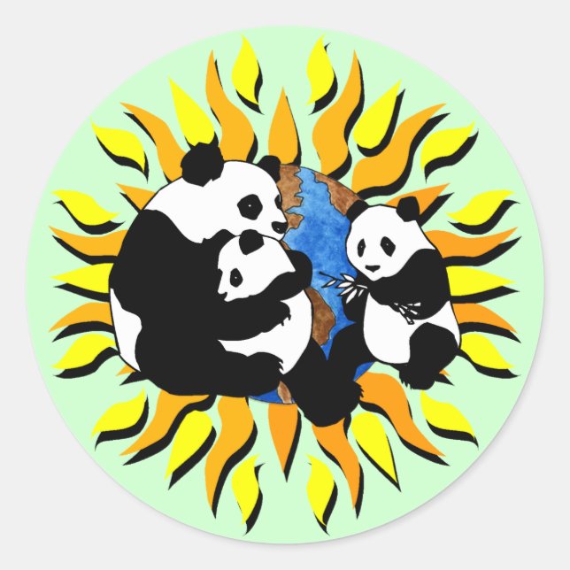 Panda Planet Classic Round Sticker (Front)