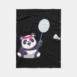 Panda Playing Badminton Funny Sports Player Coach  Fleece Blanket