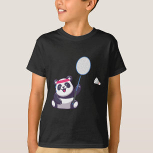 Panda Playing Badminton Funny Sports Player Coach  T-Shirt
