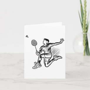 Panda Playing Badminton Player Shuttle  Card