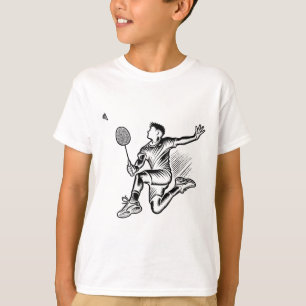 Panda Playing Badminton Player Shuttle  T-Shirt