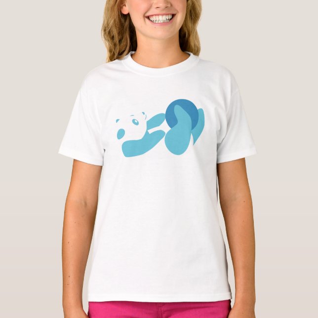 Panda Playing (Blue) T-Shirt (Front)