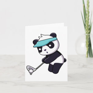 Panda Playing Golf Funny Animal Golfer Panda Bear Card