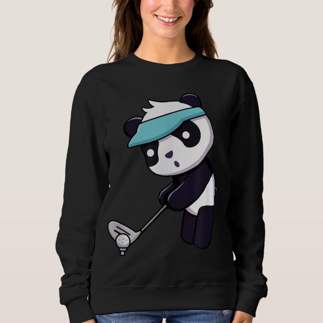 Panda Playing Golf Funny Animal Golfer Panda Bear  Sweatshirt (Front)