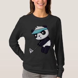 Panda Playing Golf Funny Animal Golfer Panda Bear  T-Shirt