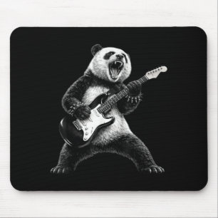 Panda playing guitar rock star rock and roll men mouse pad