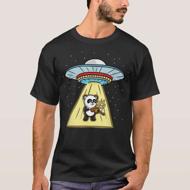 Panda Playing Violin Ufo T-Shirt (Front)