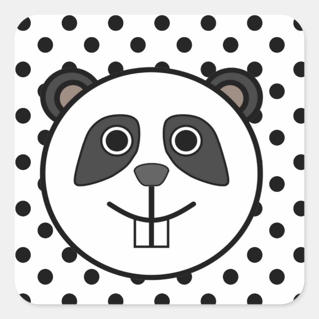 Panda Polka dot dots black white Square Sticker (Front)