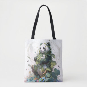 Panda Portrait Animal Painting Wildlife Outdoors  Tote Bag