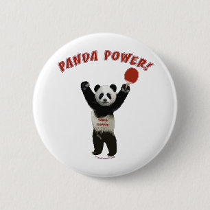 Panda Power Ping Pong 6 Cm Round Badge