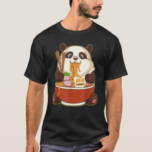 PANDA POWERED BY RAMEN   Fat Panda Eating Ramen T-Shirt