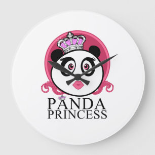 Panda Princess Cute Panda Queen Crown Large Clock