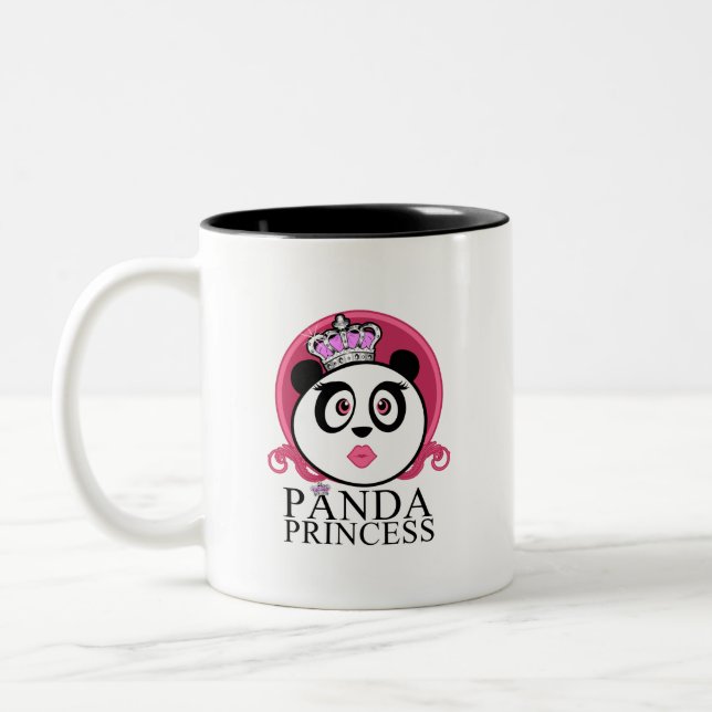 Panda Princess Cute Panda Queen Crown Two-Tone Coffee Mug (Left)