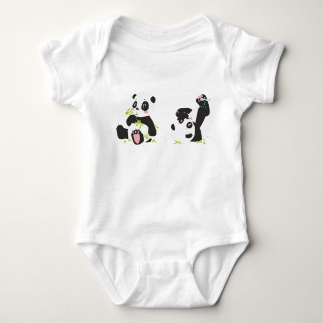 Panda printed babysuit  baby bodysuit (Front)
