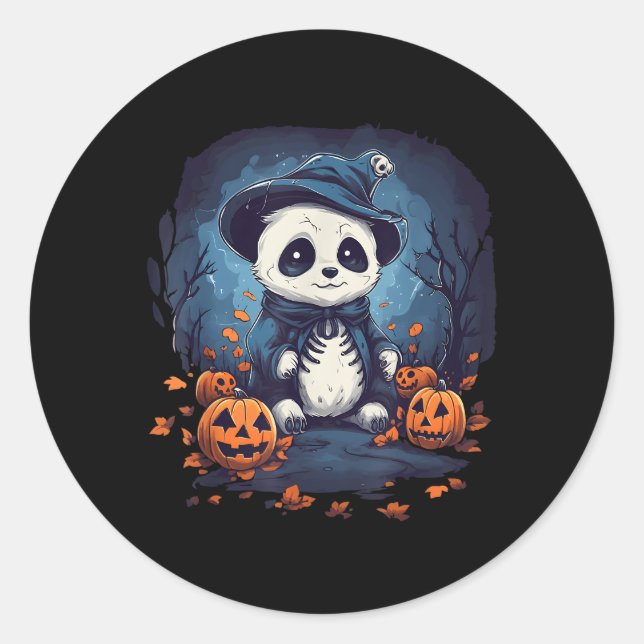 Panda Pumpkin Panda Halloween Classic Round Sticker (Front)
