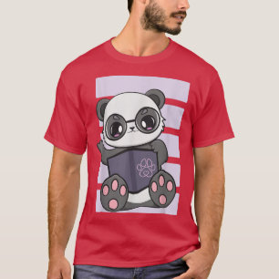 Panda Reading Book And Bear Cub Librarian Envirome T-Shirt