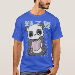 Panda Reading Book Bear Anime Japan Kanji Libraria T-Shirt