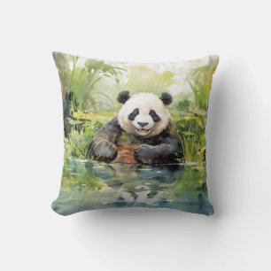 Panda Relaxing In Garden Animal Fun Happy Cool Tim Cushion