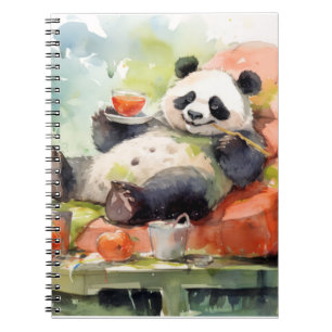 Panda Relaxing In Garden Animal Fun Happy Cool Tim Notebook