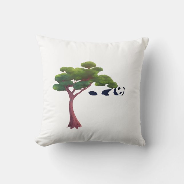 Panda Resting Among Lush Green Trees Cushion (Front)