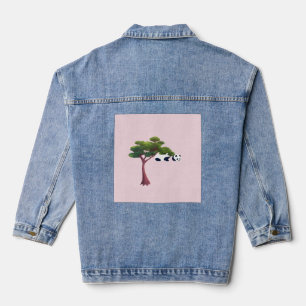 Panda Resting Among Lush Green Trees Denim Jacket