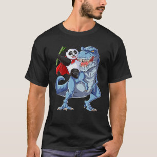 Panda Riding Dinosaur T Rex Funny Men Women Gifts T-Shirt