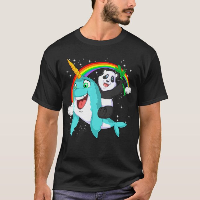 panda riding narwhal T-Shirt (Front)