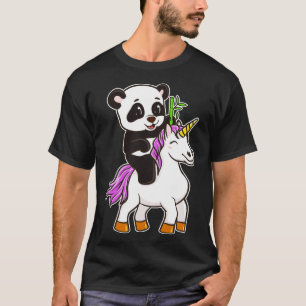 Panda Riding Unicorn Cute Magical T-Shirt