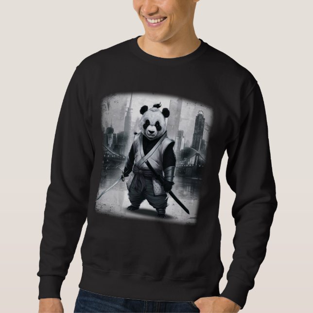 Panda Samurai Japanese Warrior Vintage Sweatshirt (Front)