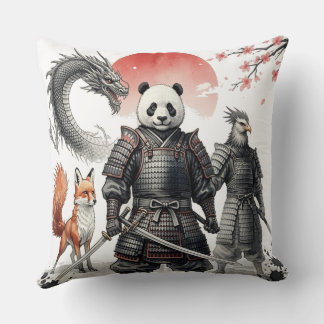 Panda Samurai & Mythical Warriors Fantasy Art Cushion