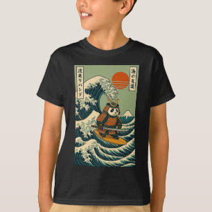 Panda Samurai Surfing Japanese Wave T-Shirt
