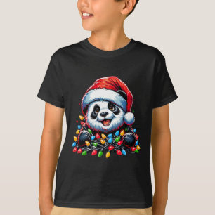 Panda Santa Christmas Light Christmas Panda Pajama T-Shirt