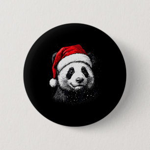 Panda Santa Hat Funny Panda Lovers Christmas Xmas 6 Cm Round Badge
