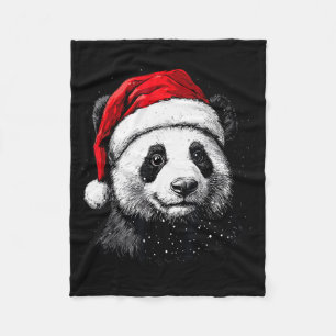 Panda Santa Hat Funny Panda Lovers Christmas Xmas Fleece Blanket