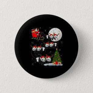 Panda Santa Sleigh Flying Funny Magical Christmas  6 Cm Round Badge