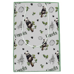 Panda Seamless Pattern Baby Blanket Medium Gift Bag