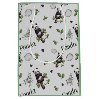 Panda Seamless Pattern Baby Blanket Medium Gift Bag