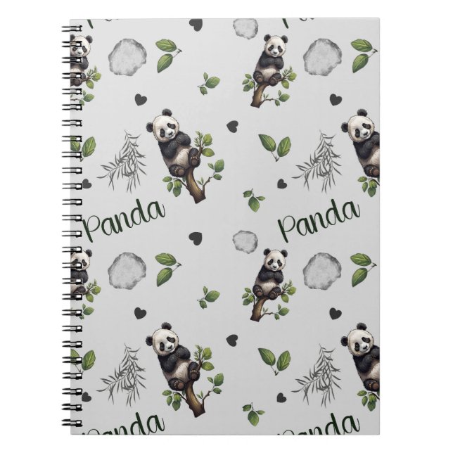 Panda Seamless Pattern Baby Blanket Notebook (Front)
