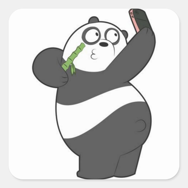 Panda Selfie Square Sticker (Front)