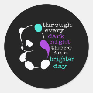 Panda Semicolon Gift Suicide Prevention Awareness  Classic Round Sticker