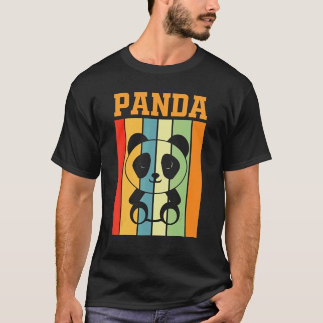 Panda Shadow Silhouette In Retro Colours T-Shirt (Front)