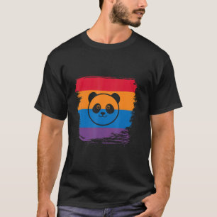 Panda Shadow Silhouette With Colourful Flag T-Shirt
